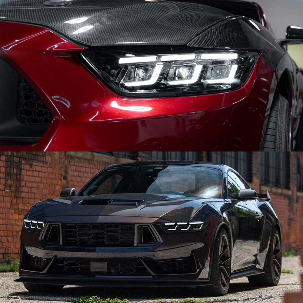 For 2015–2017 Ford Mustang LED Headlights – S650 Style Triple Beam Projector Lamps with DRL