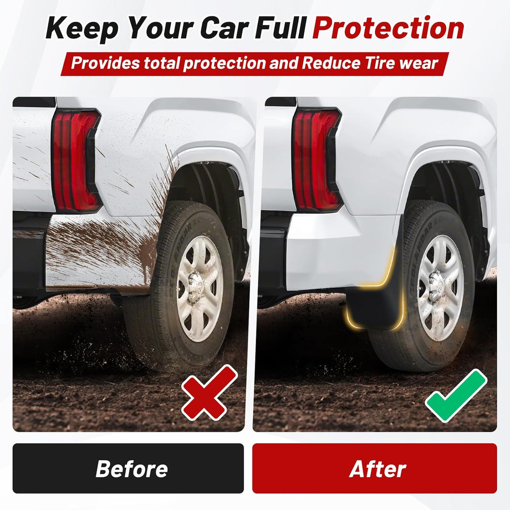 Amancarport® Custom Fit Mud Flaps for Toyota Tundra 2007–2026 No-Drill All-Weather Splash Guards (4-PC Set)