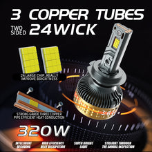Load image into Gallery viewer, Ultra-Bright LED Headlight Bulbs, H11/H4/9005 (HB3)/9006 (HB4) Compatible, 320W 128600 LM 6000K (2-Pack)