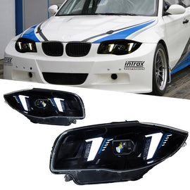 BMW 1 Series E87 2004–2011 Snake Eyes Style LED Lens Headlights