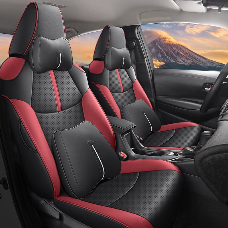 Custom For Toyota Rav4 (2019-2025) Sporty Leather Car Seat Cover Full Set Compatible with Airbags