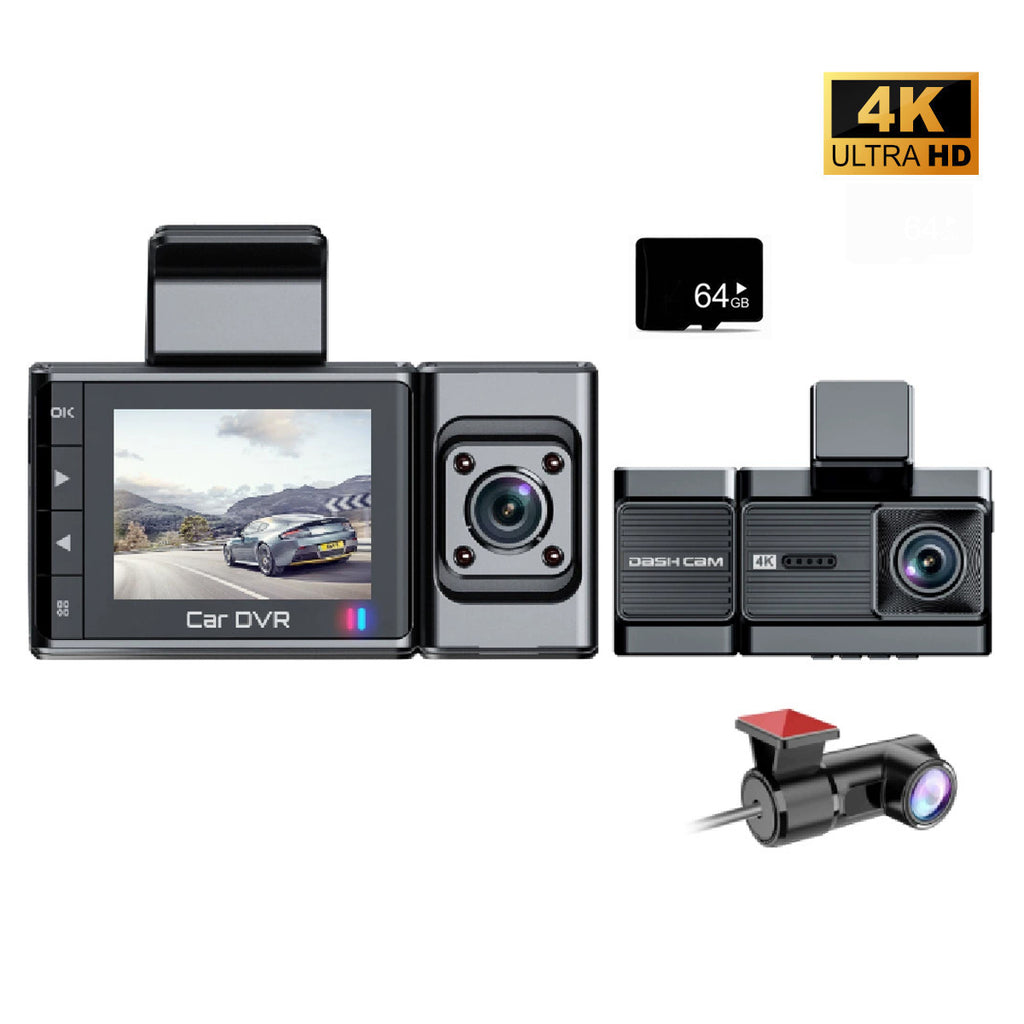 2025 New Car Dash Cam - 3 Views, 4K+1K Resolution, High-Quality Night Vision, Wi-Fi & GPS