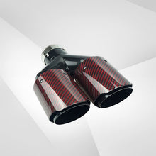 Load image into Gallery viewer, Red Carbon Fiber Glossy Y-Shaped Muffler Tips - 2.6″ IN/3.98″ OUT - Universal Fit