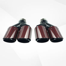 Load image into Gallery viewer, Red Carbon Fiber Glossy Y-Shaped Muffler Tips - 2.6″ IN/3.98″ OUT - Universal Fit
