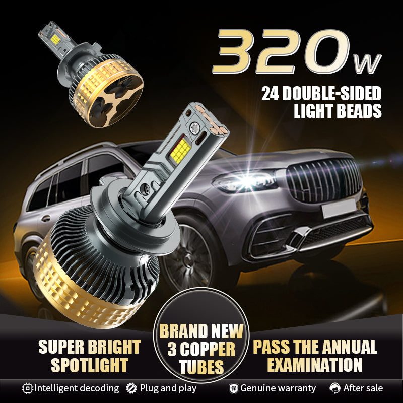 Ultra-Bright LED Headlight Bulbs, H11/H4/9005 (HB3)/9006 (HB4) Compatible, 320W 128600 LM 6000K (2-Pack)