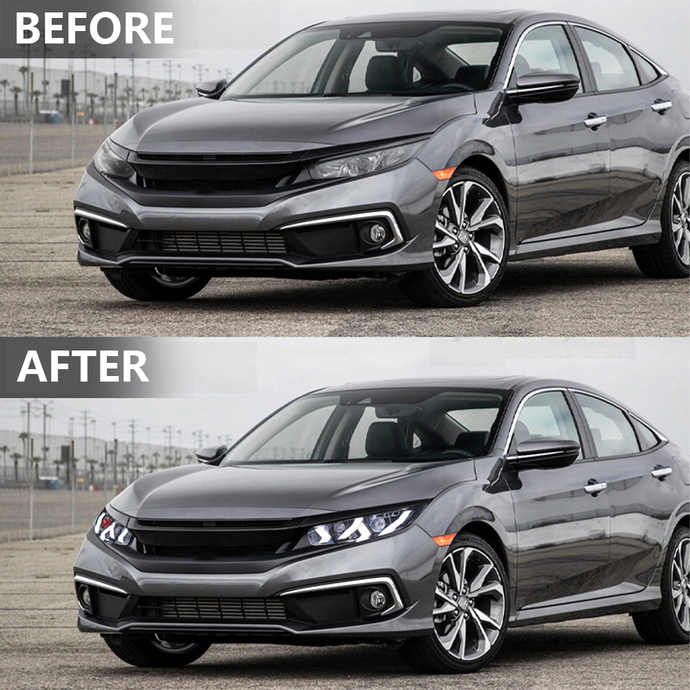 Demon Eye LED Headlights for 2016-2021 Honda Civic 10th Gen Projector Front Lamp Assembly (Pair)