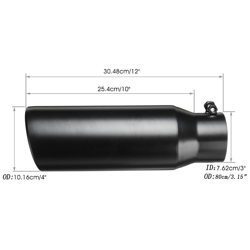 Black Stainless Steel Angled Exhaust Tip for Diesel Truck – 4" Inlet 5" Outlet