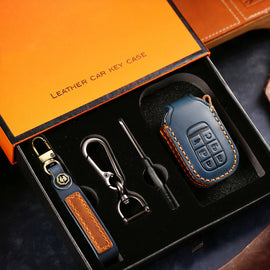 Genuine Leather Key Cover for Honda Civic, Accord, CR-V, Pilot, HR-V - 2 to 7 Button Case / Fits Odyssey, Passport, Insight