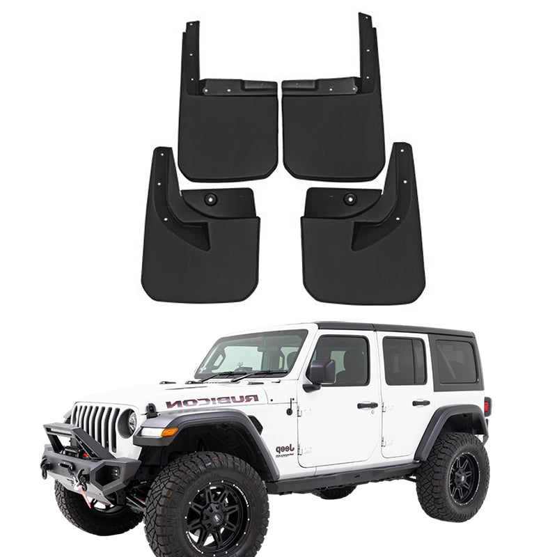 Amancarport® No-Drill Mud Flaps for Jeep Wrangler JL 2018–2026 Custom Fit All-Weather Front & Rear Splash Guards (4PCS)