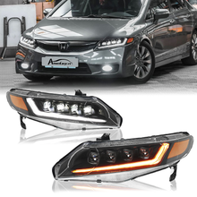 Load image into Gallery viewer, Full LED Headlights for Honda Civic 8th Gen (2006–2011) – 4-Door Sedan Assembly with DRL &amp; Projector Lens
