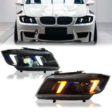 LED Headlights for BMW E90 (2005–2012) – Snake Eyes Style,  Projector Lens