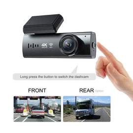 4K Dash Cam Front and Rear with WiFi & GPS, Mini Hidden Car Camera Recorder