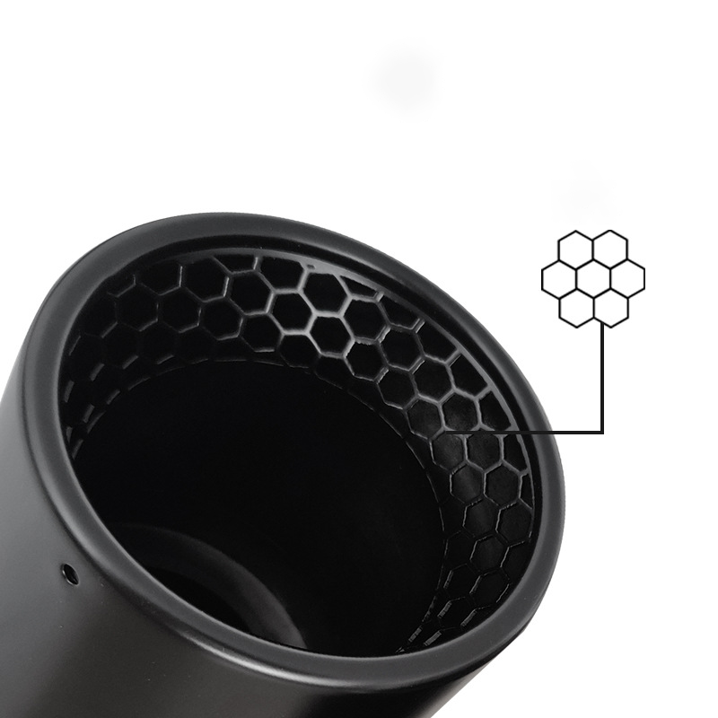Dual Outlet Matte Black Stainless Steel Exhaust Tip with Honeycomb Design