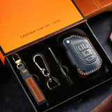 Genuine Leather Key Fob Cover for Jeep Wrangler & Gladiator (2018-2024) - 2 or 4 Button Brown Protective Case Fits Sahara/Rubicon