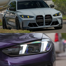 Load image into Gallery viewer, Snake Eyes Style Headlights for BMW 4 Series G22 G23 G26 G8x M3 M4 (2021 - Present) Assembly Upgrade, Amber DRL