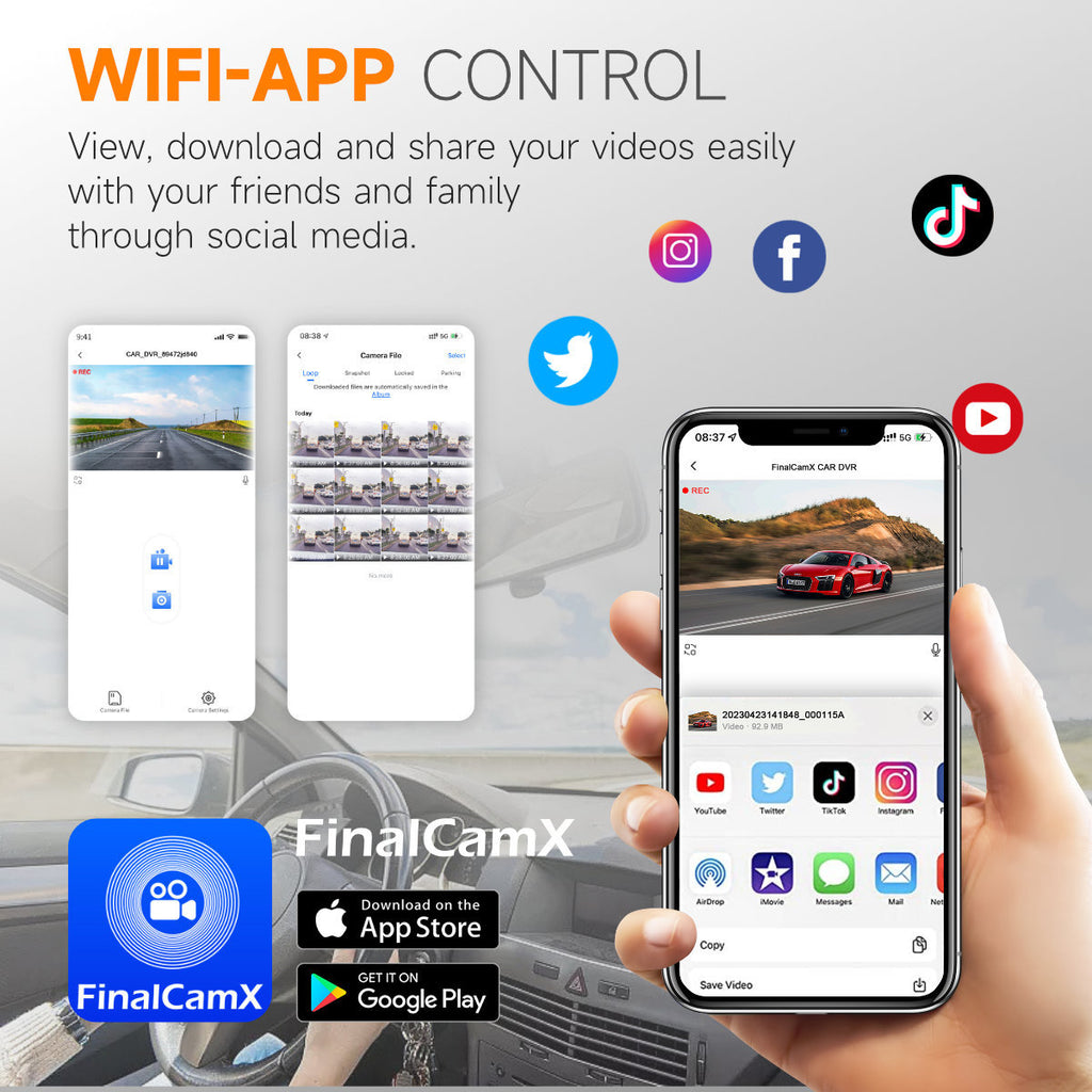 2025 New Car Dash Cam - 3 Views, 4K+1K Resolution, High-Quality Night Vision, Wi-Fi & GPS
