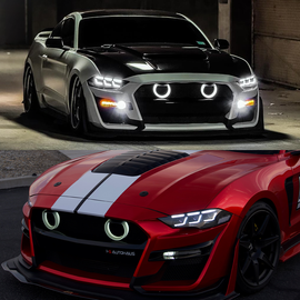 For 2018–2023 Ford Mustang LED Headlights – S650 Style Triple Beam Projector Lamp Assembly (Pair)