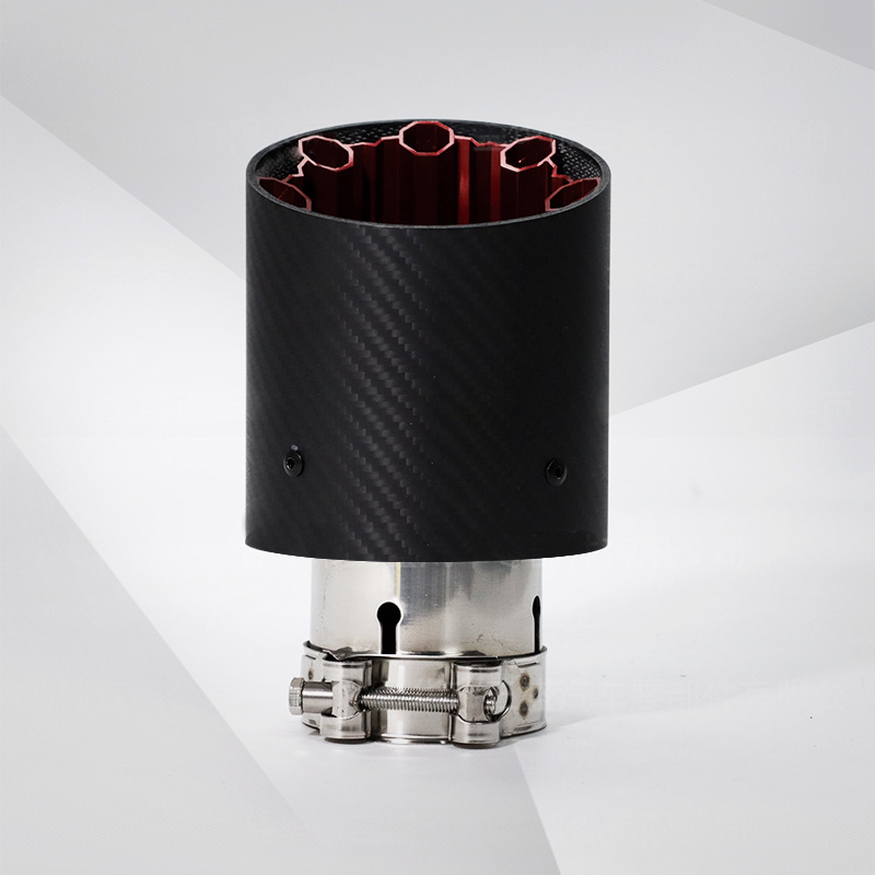 Red Polygon Carbon Fiber Exhaust Tip Aluminum Alloy Tailpipe Decoration