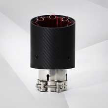 Load image into Gallery viewer, Red Polygon Carbon Fiber Exhaust Tip Aluminum Alloy Tailpipe Decoration
