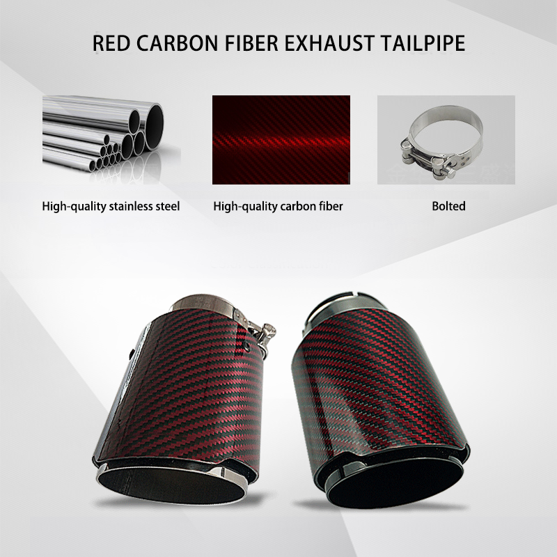 4" Red Carbon Fiber Exhaust Tip – Universal Fit, 3.5″–4.5″ Size Options | Modified Car Upgrade