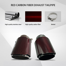 Load image into Gallery viewer, 4" Red Carbon Fiber Exhaust Tip – Universal Fit, 3.5″–4.5″ Size Options | Modified Car Upgrade