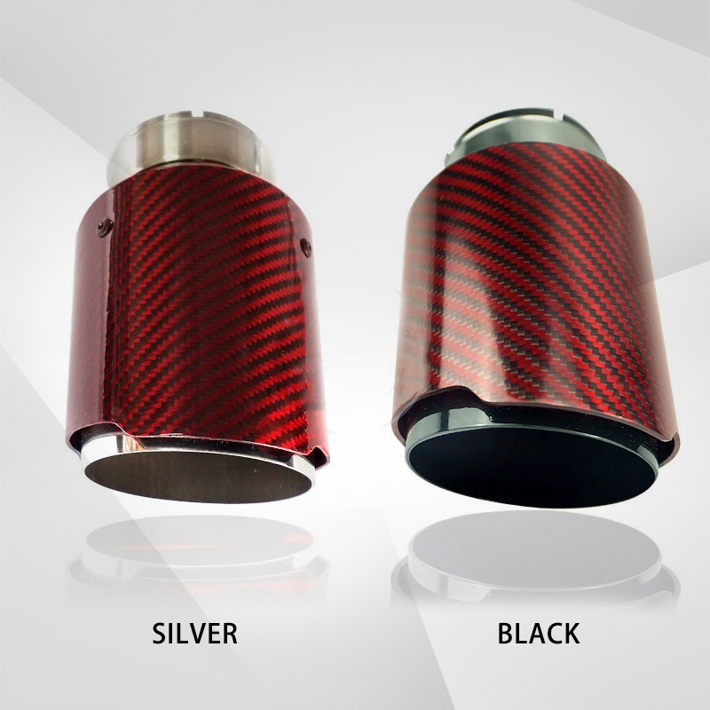 4" Red Carbon Fiber Exhaust Tip – Universal Fit, 3.5″–4.5″ Size Options | Modified Car Upgrade