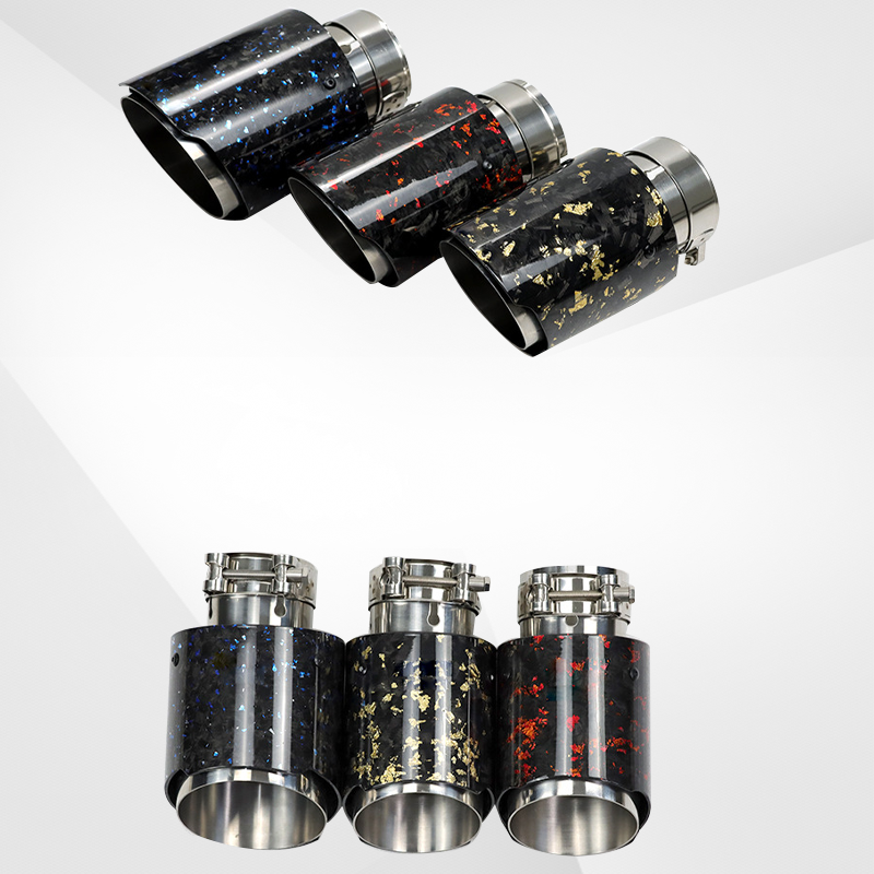 Carbon Fiber Forged Pattern Stainless Steel Exhaust Tip – Multicolor Tailpipe Upgrade