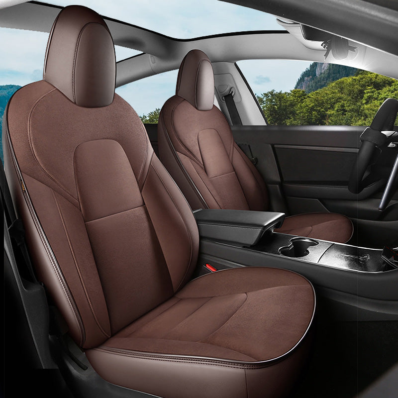 Custom Alcantara Leather Seat Cover For Tesla Model 3/Highland/Y/Juniper (2016-2025) - Full Set