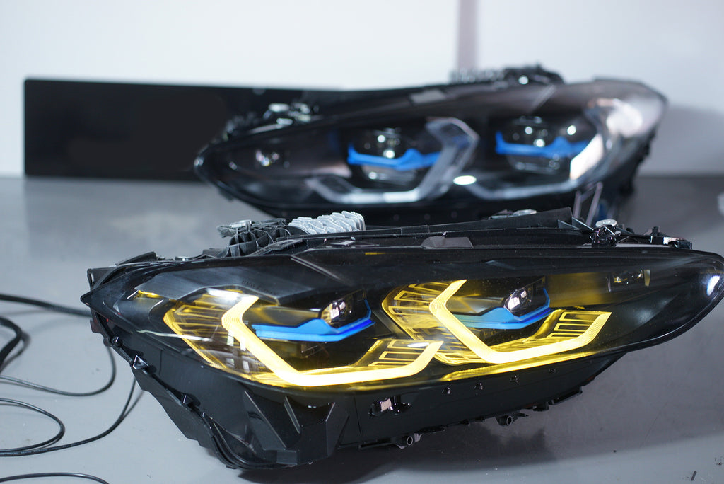 Laser Style Headlights for BMW 4 Series G22 G23 G26 G8x M3 M4 (2021 - Present) Assembly Upgrade, Amber DRL