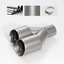 Load image into Gallery viewer, Y-Shaped Dual Outlet Exhaust Tip with Honeycomb Design – Sandblasted Stainless Steel