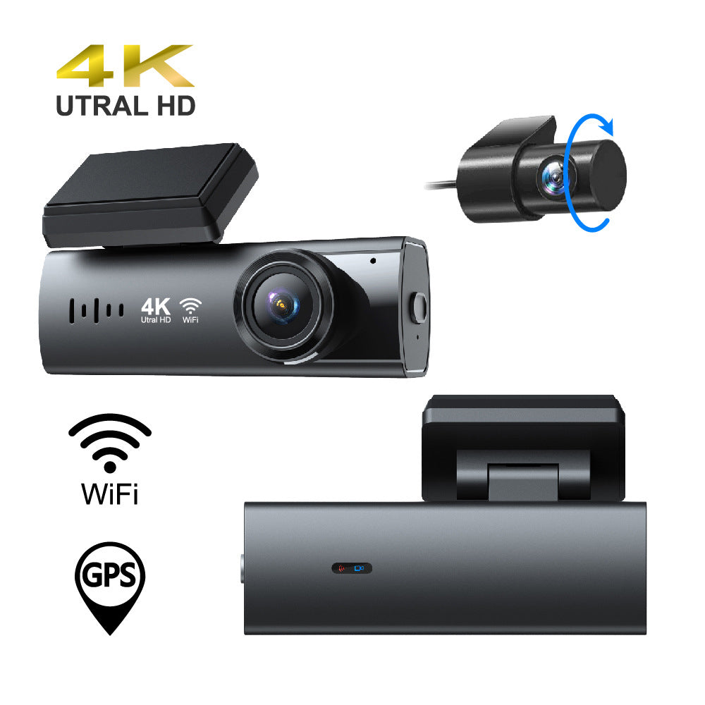 4K Dash Cam Front and Rear with WiFi & GPS, Mini Hidden Car Camera Recorder