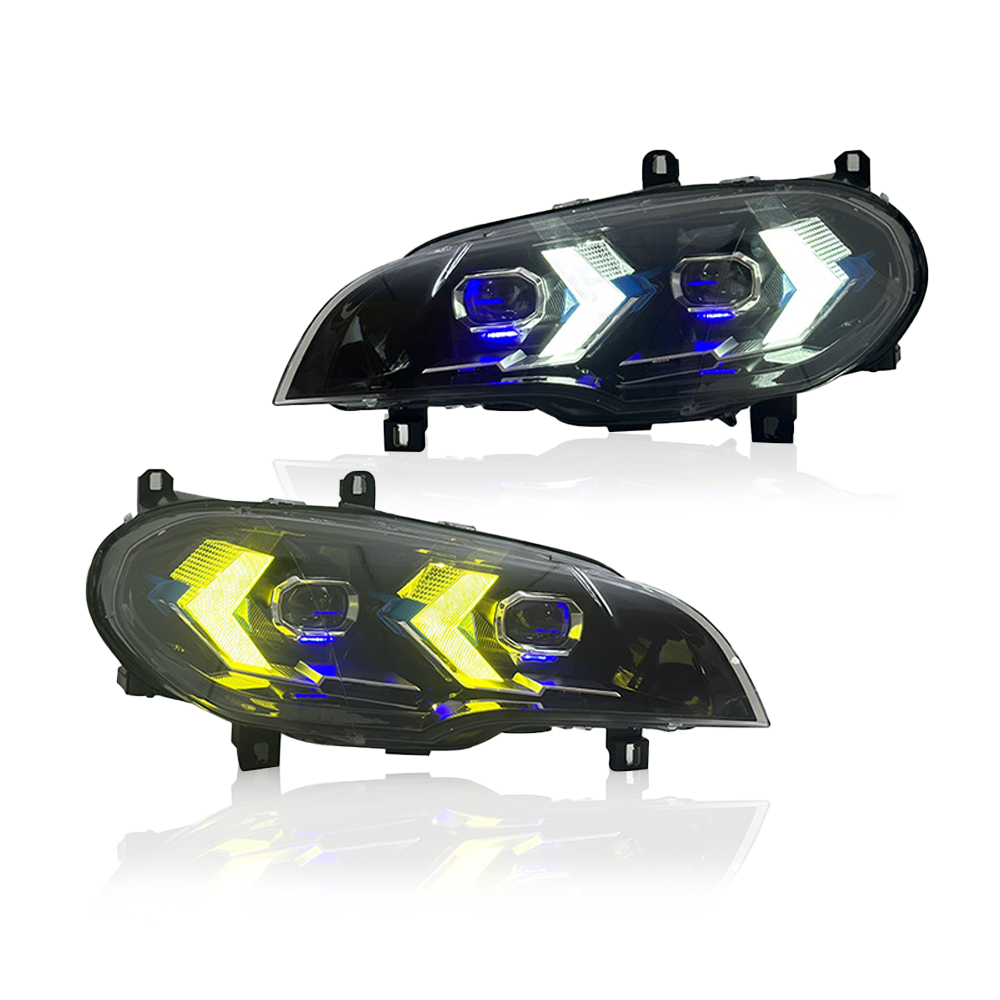 LED Headlights For BMW X5 E70 2007-2013 Double Lens Arrow Style Assembly Pair