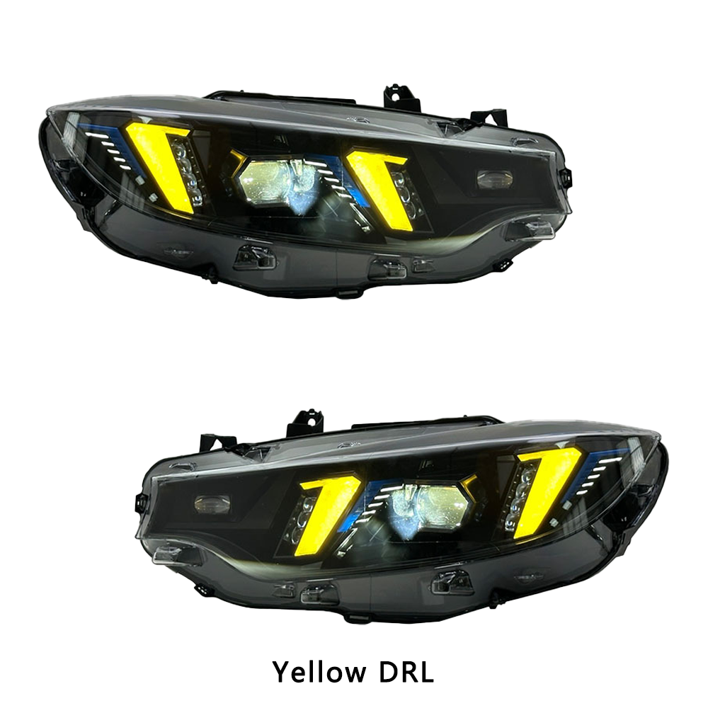 LED Headlights for BMW 4 Series F32 F82 F36 (2013-2020) – Snake Eyes Style, Projector Lens with Yellow DRL