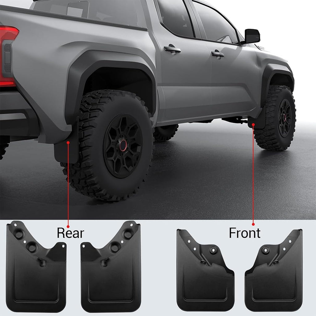 Amancarport® Custom Fit Mud Flaps for Toyota Tacoma 2005–2025 No-Drill Heavy-Duty Splash Guards (4-PC Set)