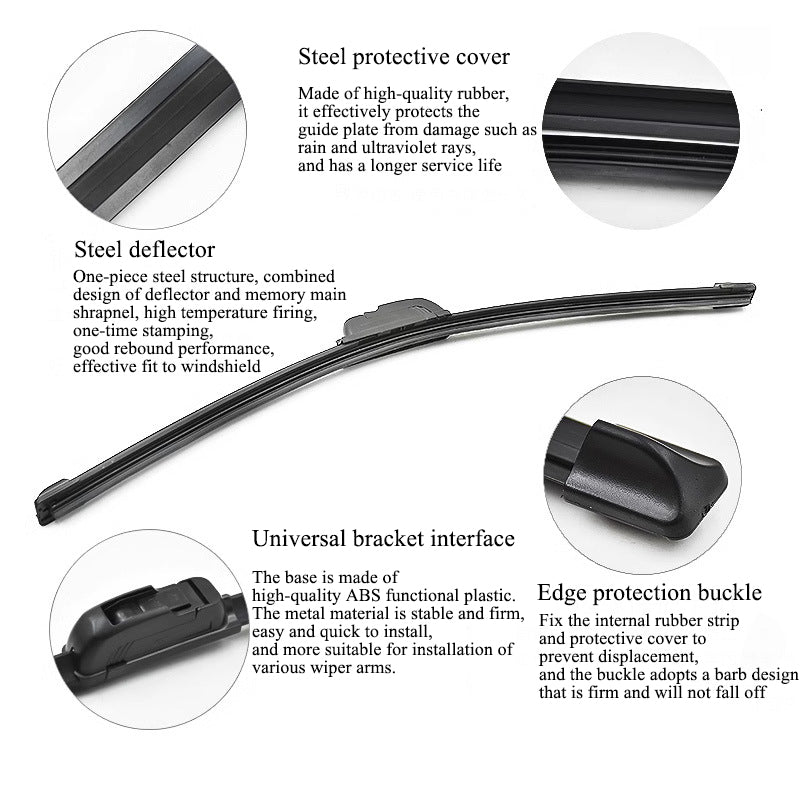 U-Shaped Boneless Silent Wiper Blade – All-Season, Fits 99% Cars (1 Pack, 14"-28")