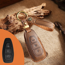 Load image into Gallery viewer, Genuine Leather Key Fob Case for Ford &amp; Lincoln – 3-5 Button Car Key Pouch with Key Ring &amp; Hook