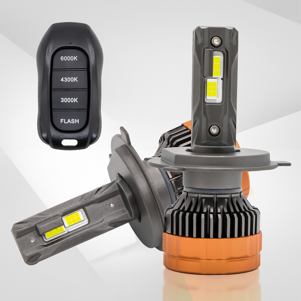 LED Headlight Bulbs, H11/H4/9005 (HB3)/9006 (HB4) Compatible, 160W 50000 LM 6000K, Three Colors Switchable (2-Pack)