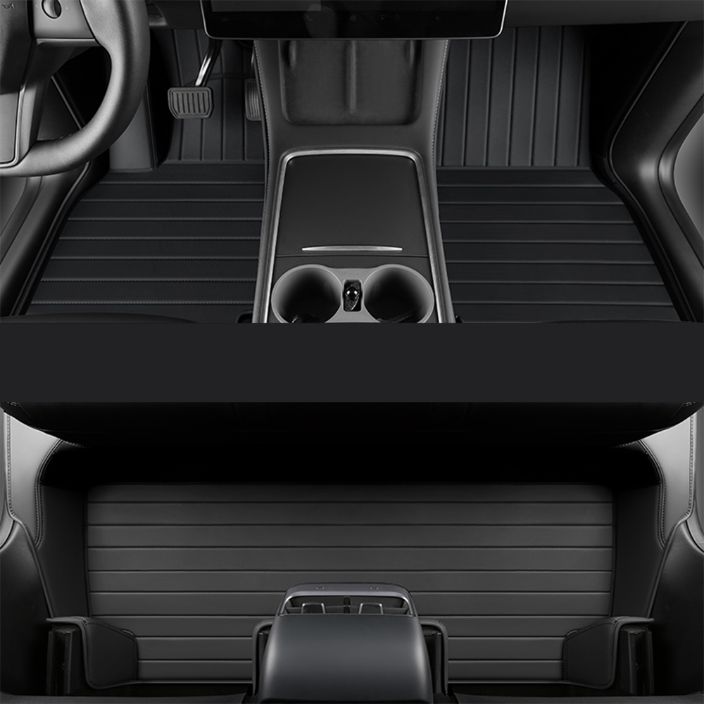 Tesla Model 3/Y Custom Storage Organizer 10-Piece Set - Highland/Juniper Floor Mats+Trunk Bucket+Phone Holder