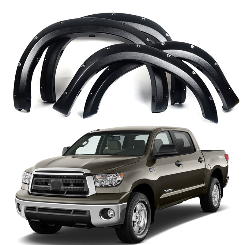 Fender Flares 4PCS Front & Rear Wheel Arch for 2007–2026 Toyota Tundra – Pocket-Riveted Matte Black