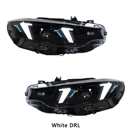 LED Headlights for BMW 4 Series F32 F82 F36 (2013-2020) – Snake Eyes Style, Projector Lens with Yellow DRL