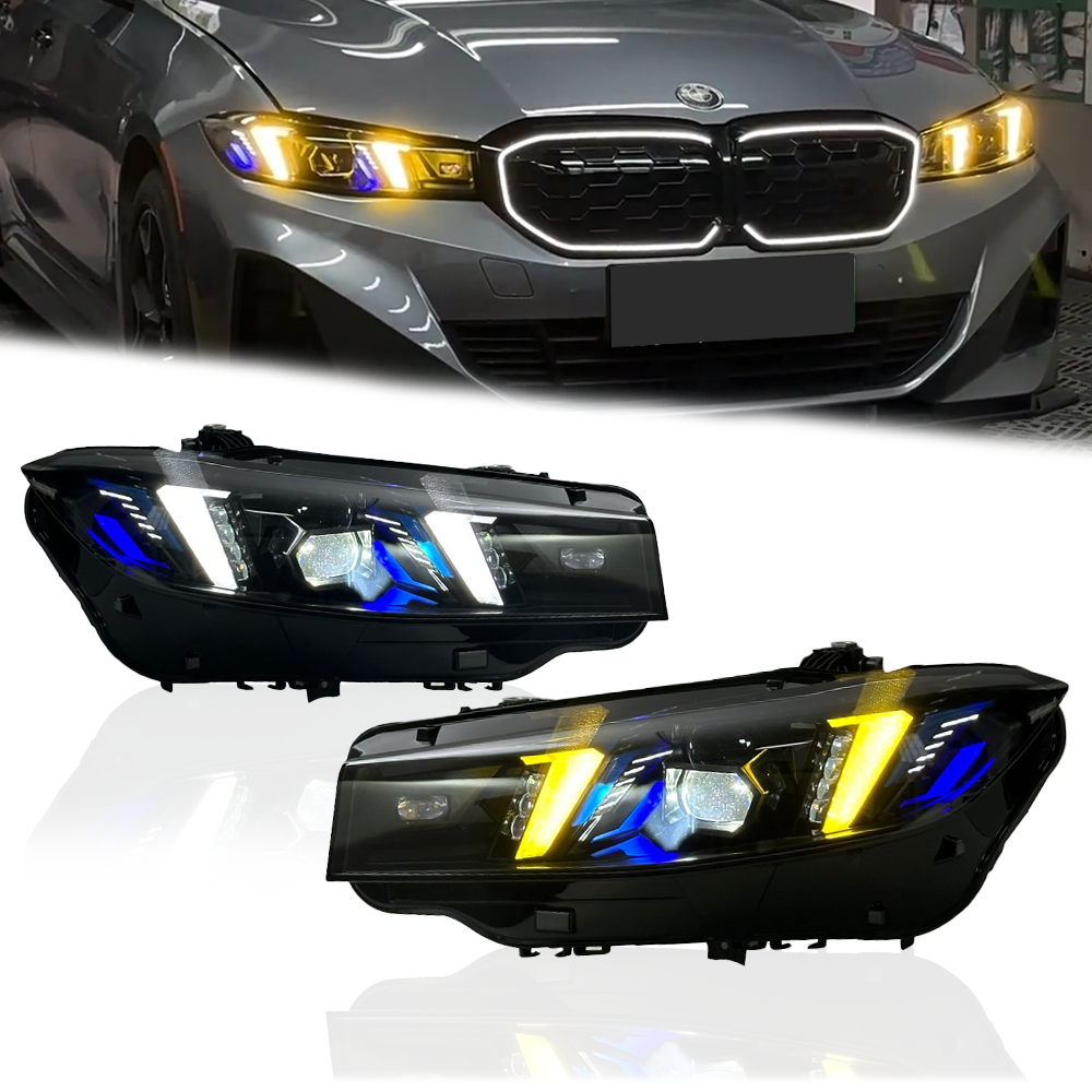 Snake Eyes Style Headlights for BMW 3 Series G20 G21 (2019 - Present) Assembly Upgrade, Amber DRL