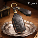 Genuine Leather Key Fob Cover for Toyota Tundra, Sequoia, Sienna, Camry, Corolla, Highlander, Prius Prime, RAV4 Prime, C-HR