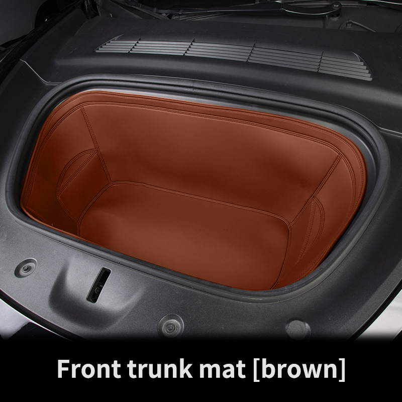 Leather Trunk Mats for Tesla Model 3/Y, Front & Rear, Waterproof, Scratch-Resistant, Easy to Clean