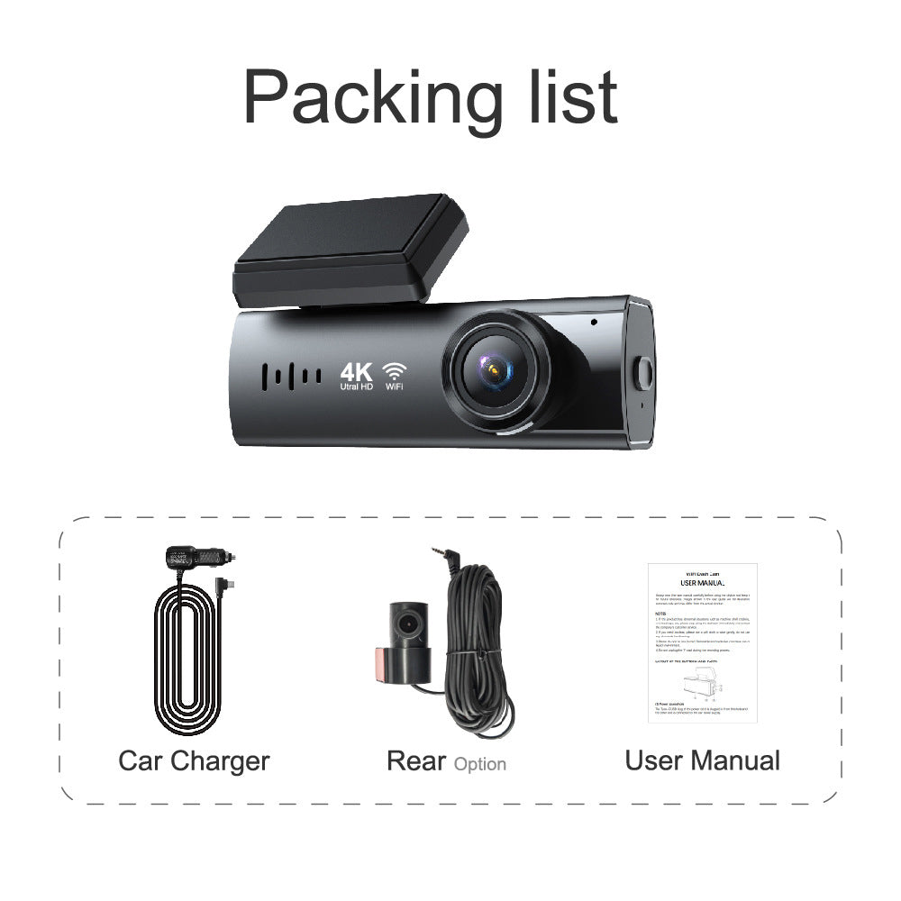 4K Dash Cam Front and Rear with WiFi & GPS, Mini Hidden Car Camera Recorder