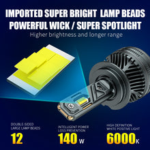 Load image into Gallery viewer, LED Headlight Bulbs, H11/H4/9005 (HB3)/9006 (HB4) Compatible, 140W 65800 LM 6000K (2-Pack)
