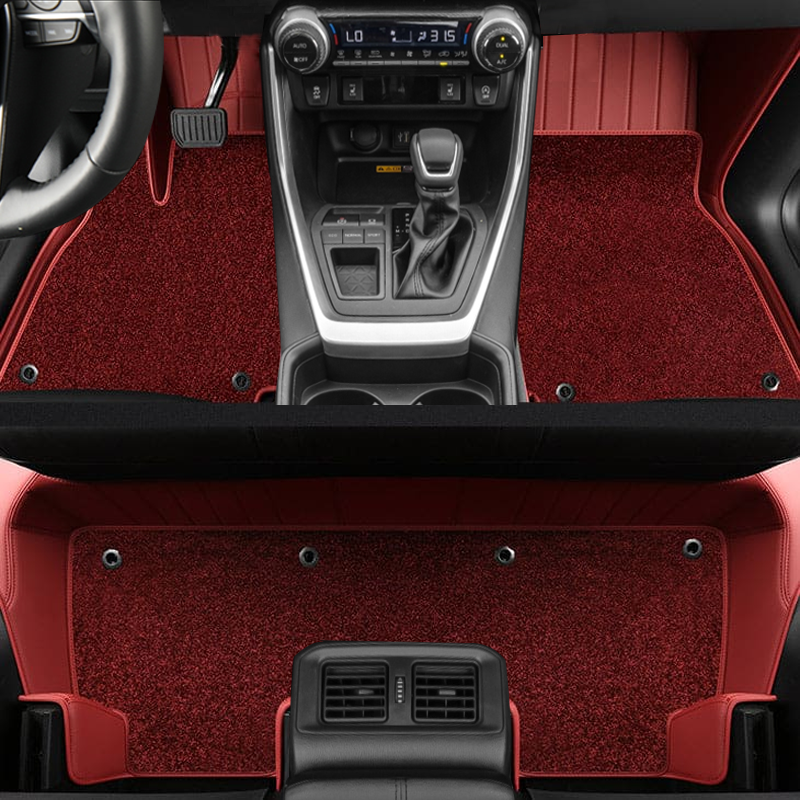Custom for Toyota RAV4(2013-2024) Leather Floor Mat Fully Surrounded By All-Weather Floor Mat