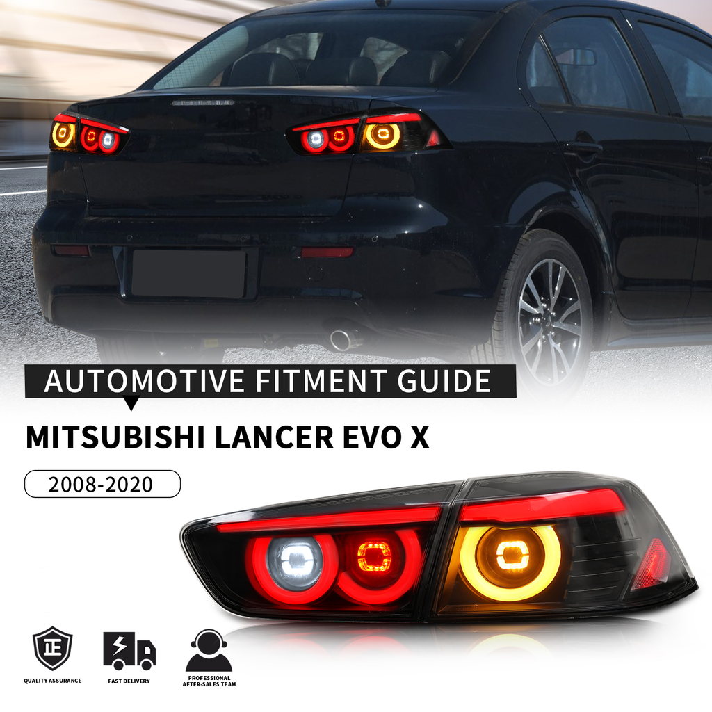Mitsubishi Lancer EVO X 2008–2020 LED Taillights Assembly, Sequential Turn Signals, Plug & Play