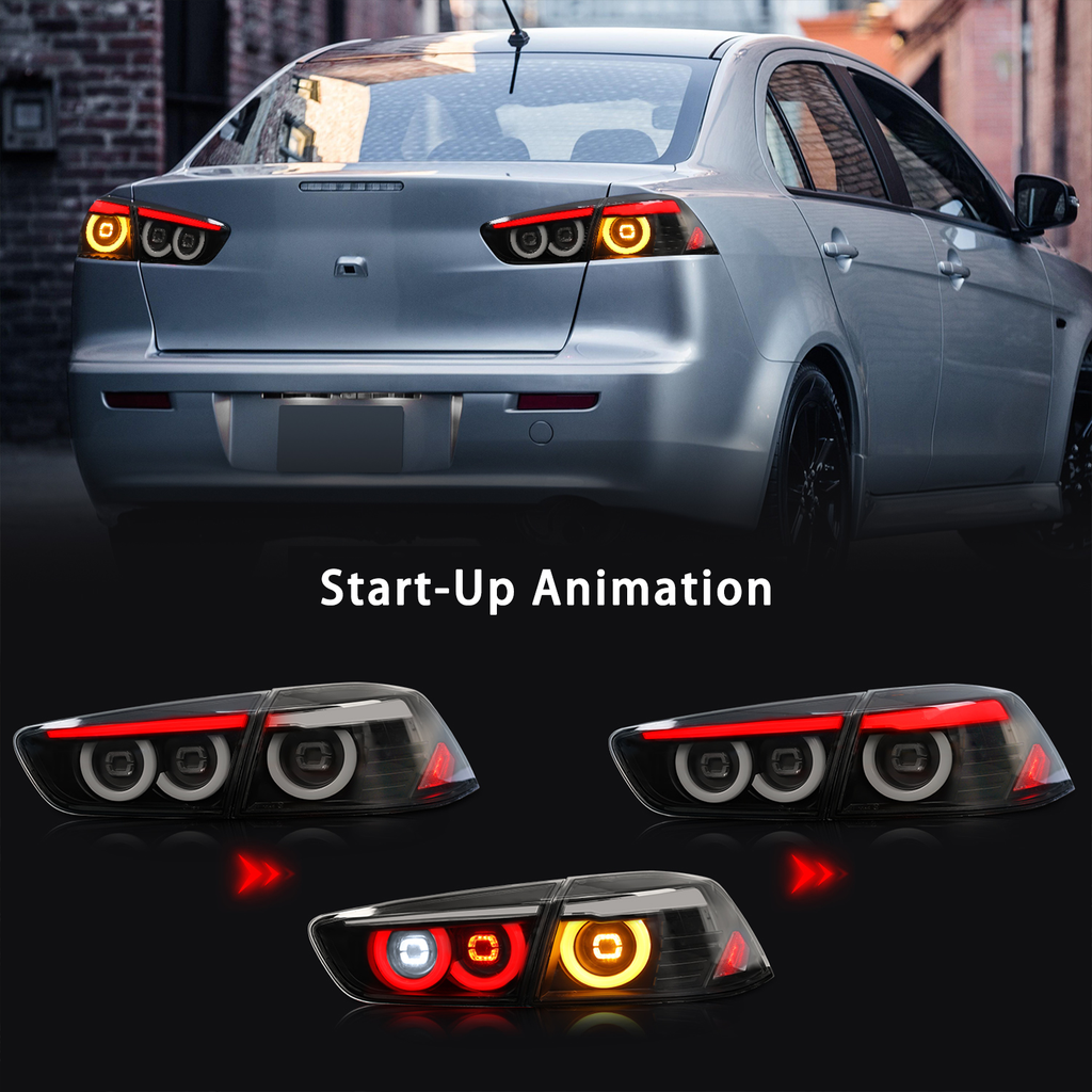 Mitsubishi Lancer EVO X 2008–2020 LED Taillights Assembly, Sequential Turn Signals, Plug & Play