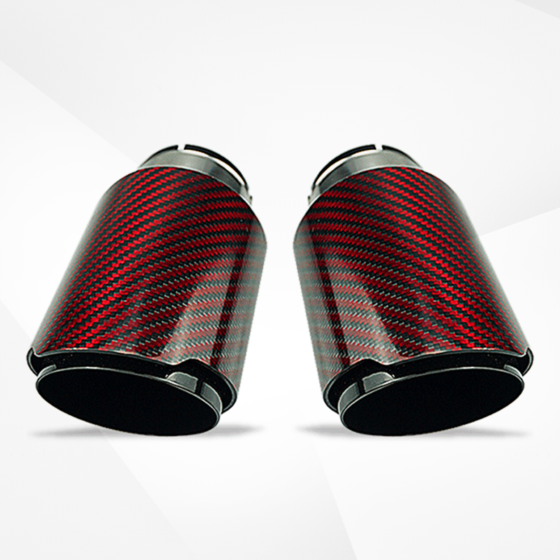 4" Red Carbon Fiber Exhaust Tip – Universal Fit, 3.5″–4.5″ Size Options | Modified Car Upgrade