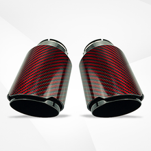 Load image into Gallery viewer, 4" Red Carbon Fiber Exhaust Tip – Universal Fit, 3.5″–4.5″ Size Options | Modified Car Upgrade